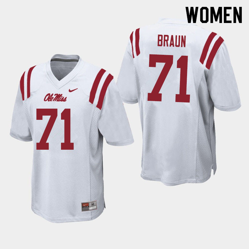 Tobias Braun Ole Miss Rebels NCAA Women's White #71 Stitched Limited College Football Jersey LSA1858CV
